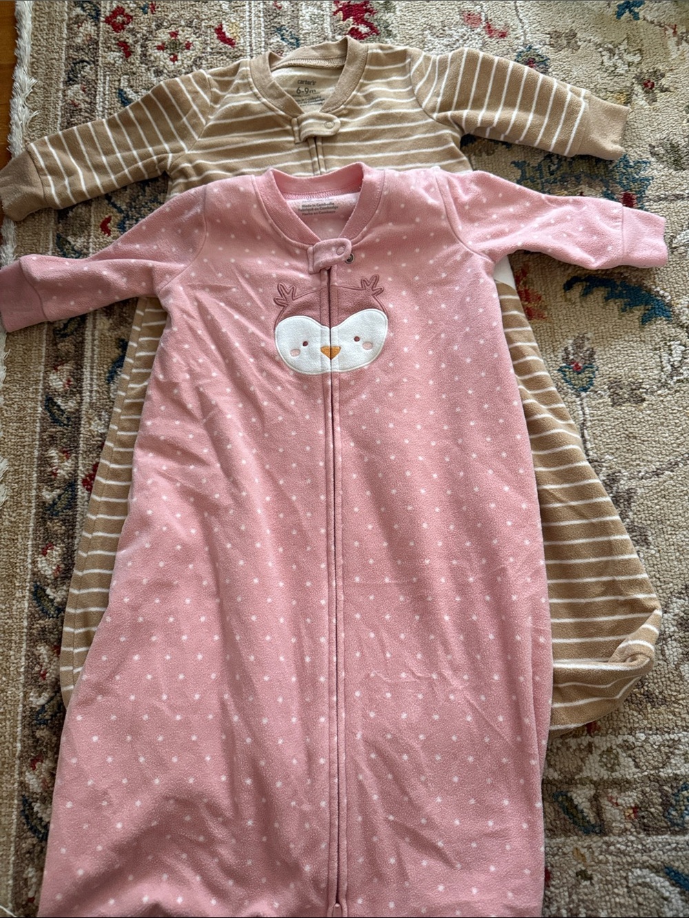 Pink Polka Sleep Sack with Reindeer Face